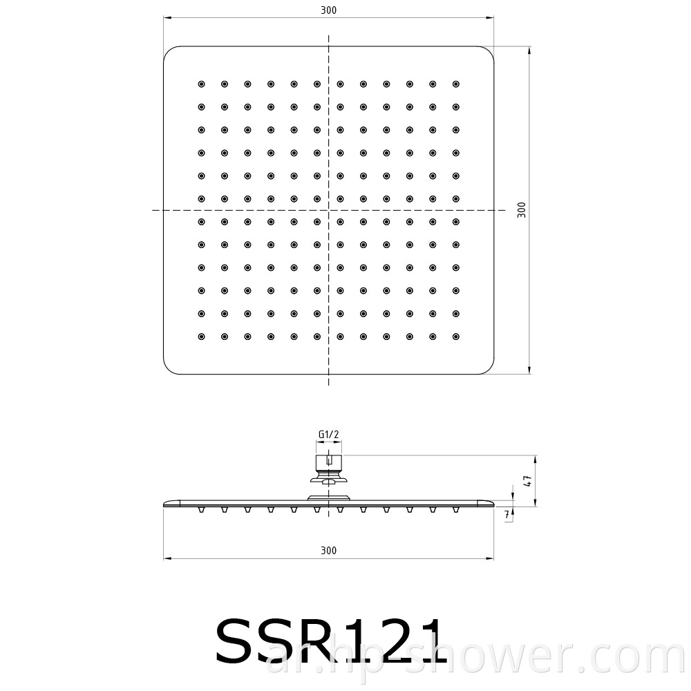 12'' Rainfall Square Stainless Steel Shower